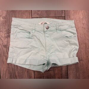 H&M Youth Light Mint Green Roll-Hem Denim Shorts